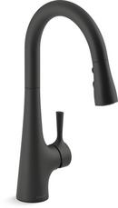KOHLER Matte Black Single Handle Pull Down Kitchen Faucet 