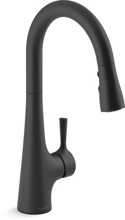 Single Handle Pull Down Kitchen Faucet in Matte Black