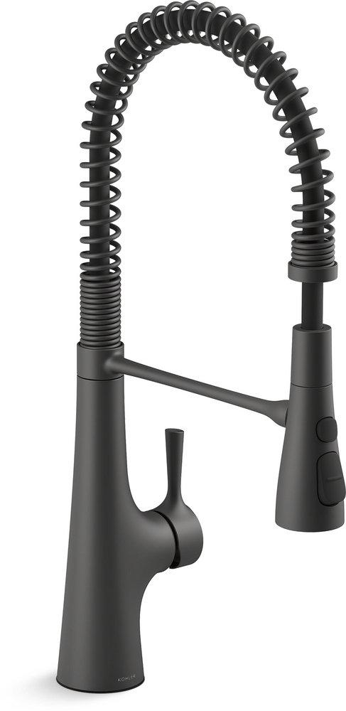 KOHLER Matte Black Single Handle Pull Down Kitchen Faucet 