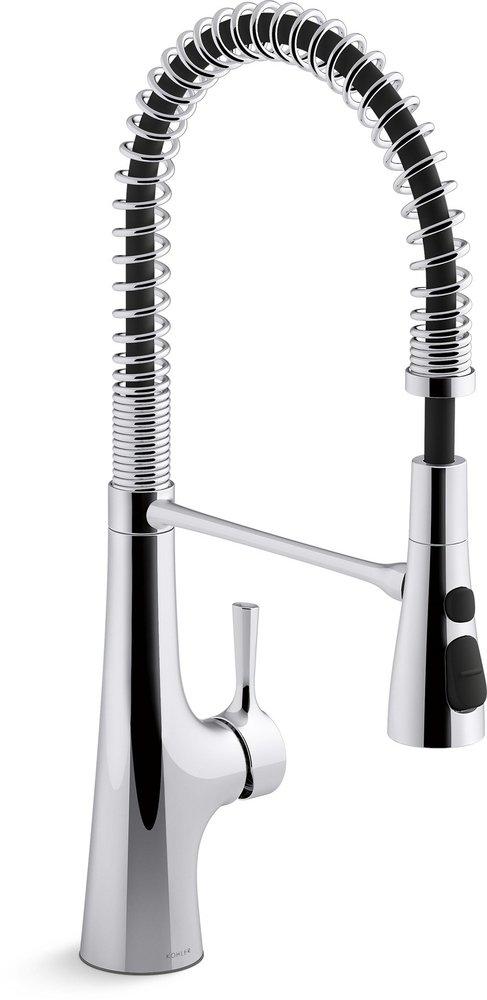 KOHLER Polished Chrome Single Handle Pull Down Kitchen Faucet 