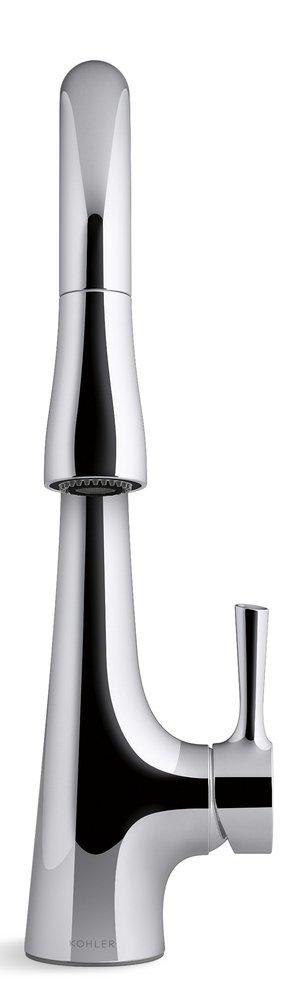 KOHLER Polished Chrome Single Handle Pull Down Kitchen Faucet 
