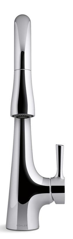 Single Handle Pull Down Kitchen Faucet in Polished Chrome