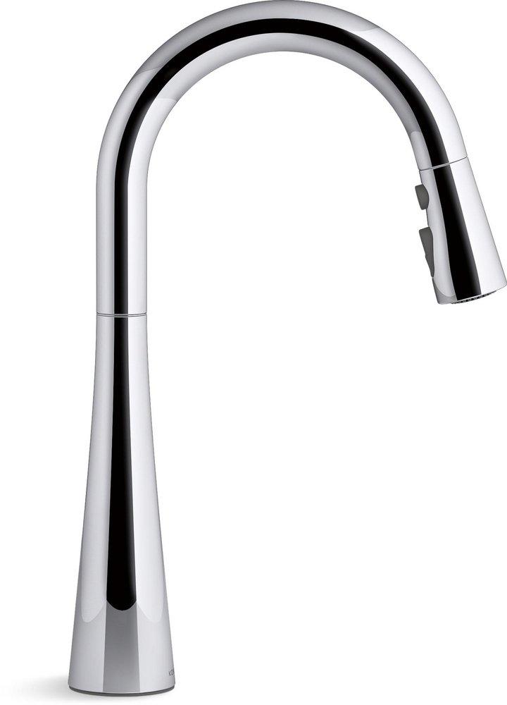 KOHLER Polished Chrome Single Handle Pull Down Kitchen Faucet 