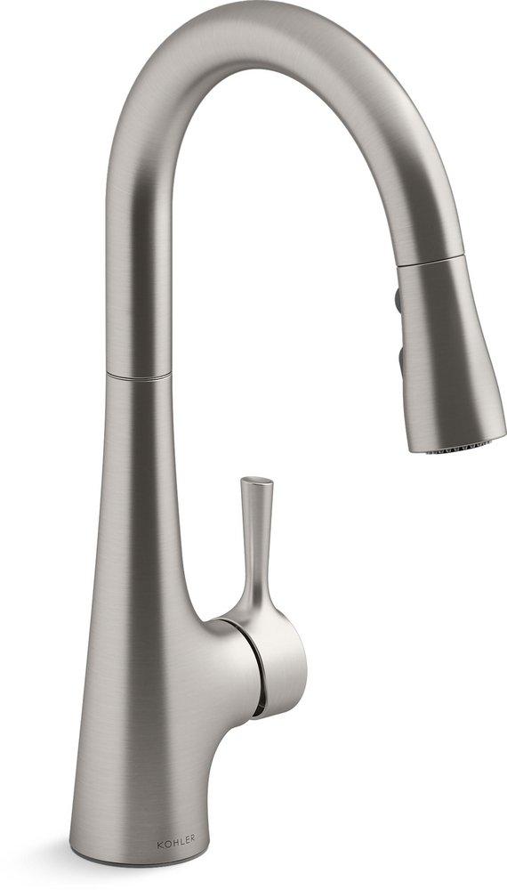 KOHLER Vibrant&reg; Stainless Single Handle Pull Down Kitchen Faucet 