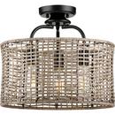 60W 3-Light Medium E-26 Incandescent Semi-Flush Mount Ceiling Fixture in Matte Black