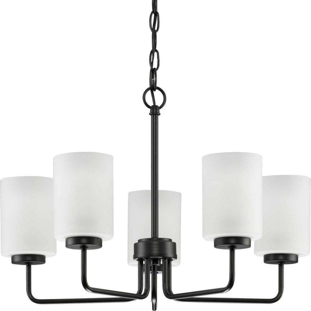 Progress Lighting Matte Black 66 in. 100W 5-Light 1-Tier Incandescent Chandelier 