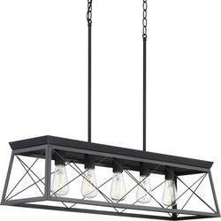 38 x 75 in. 100W 5-Light 1-Tier Incandescent Chandelier in Textured Black