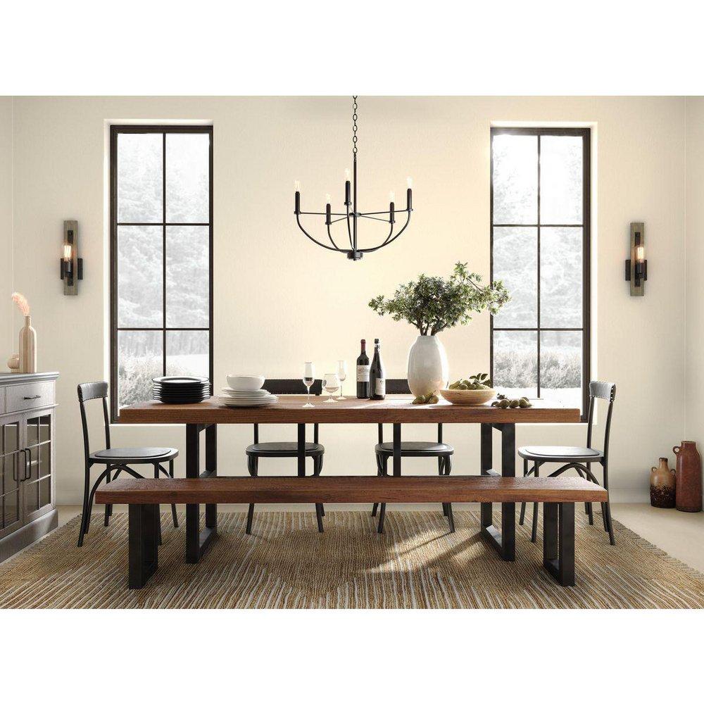 *CVR* 5-LIGHT MATTE BLACK FARMHOUSE 