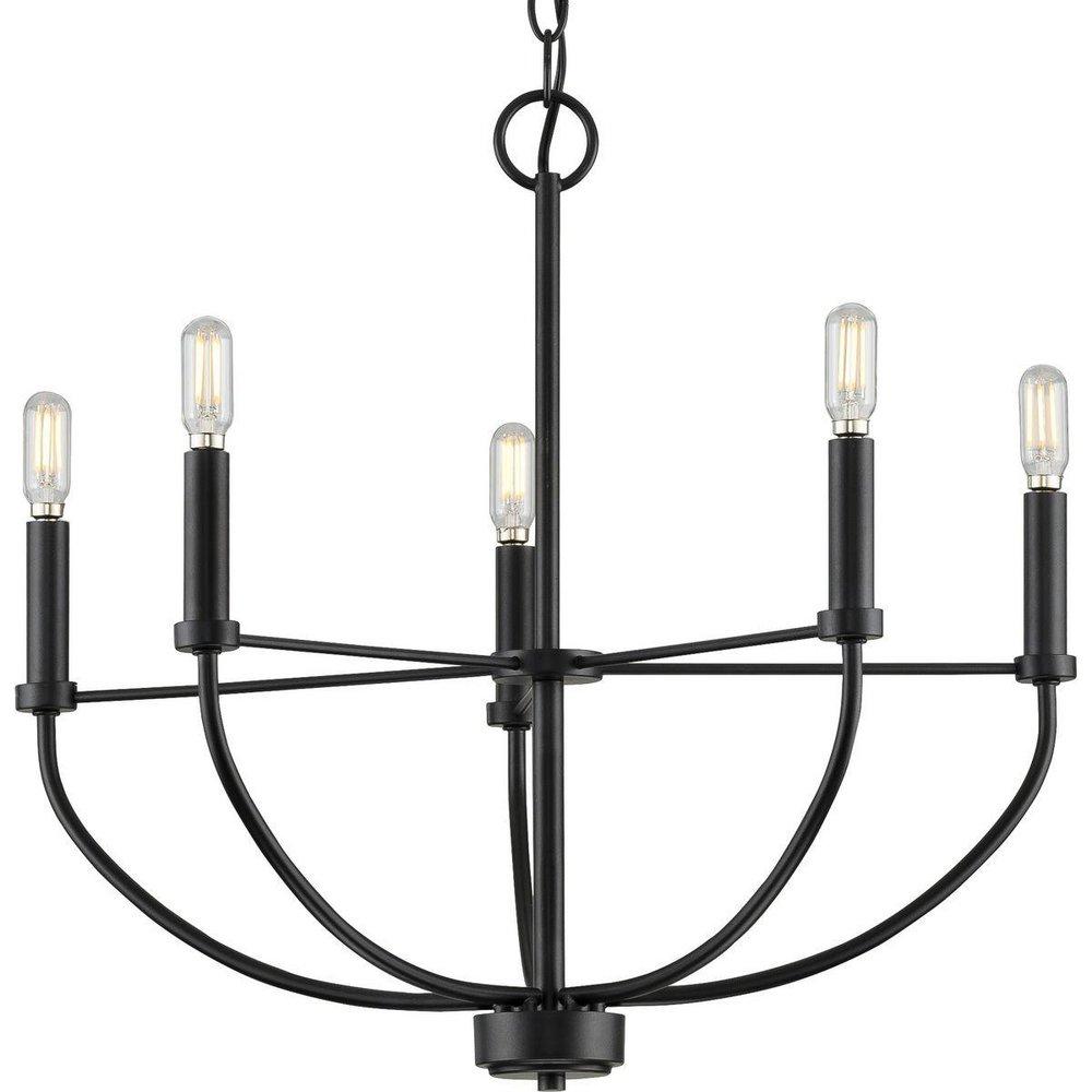 *CVR* 5-LIGHT MATTE BLACK FARMHOUSE 