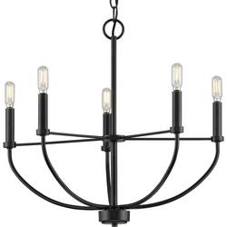95 in. 60W 5-Light 1-Tier Incandescent Chandelier in Matte Black