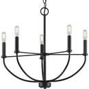 Progress Lighting Matte Black 95 in. 60W 5-Light 1-Tier Incandescent Chandelier 