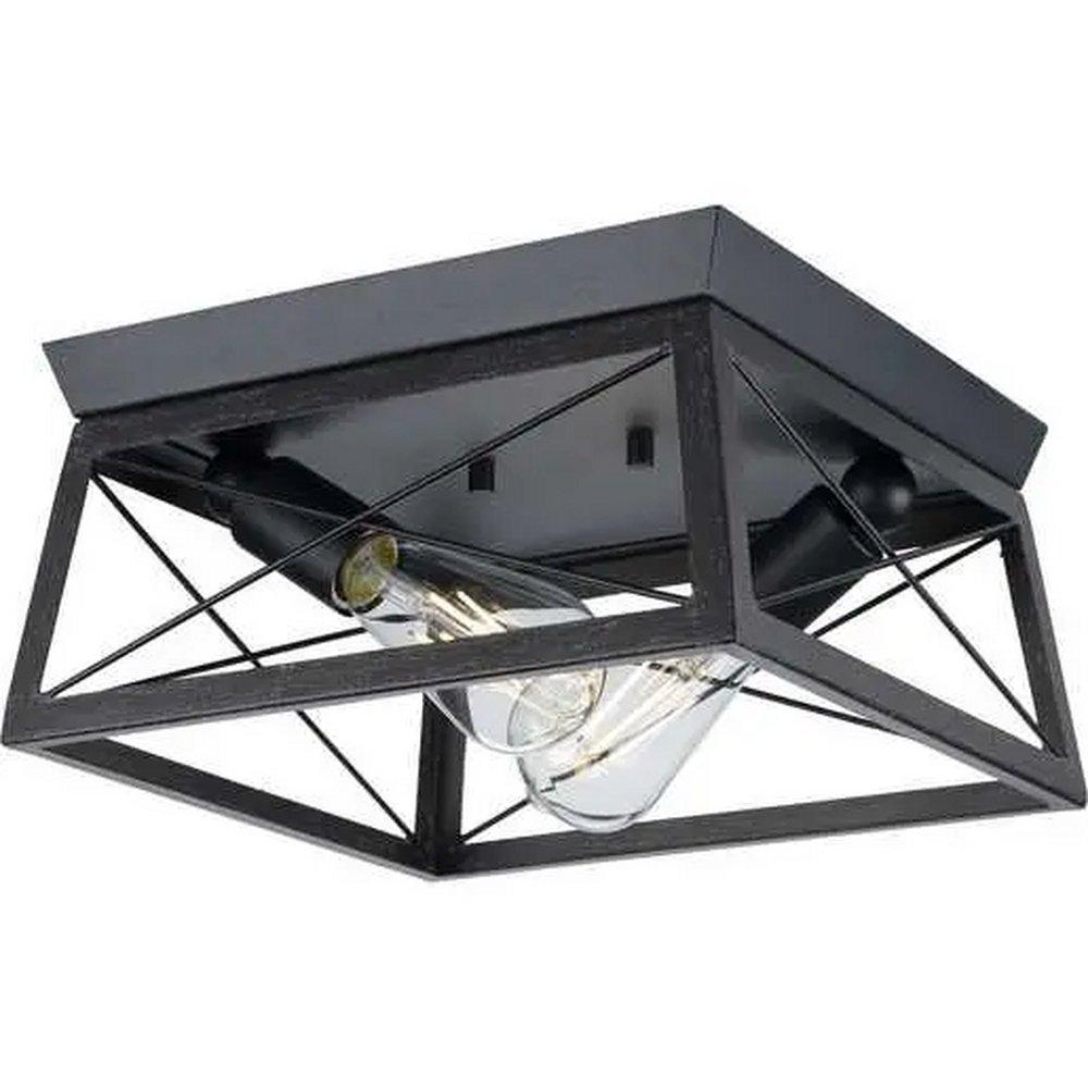 *CVR* 2-LIGHT CERUSE BLACK FARMHOUS 