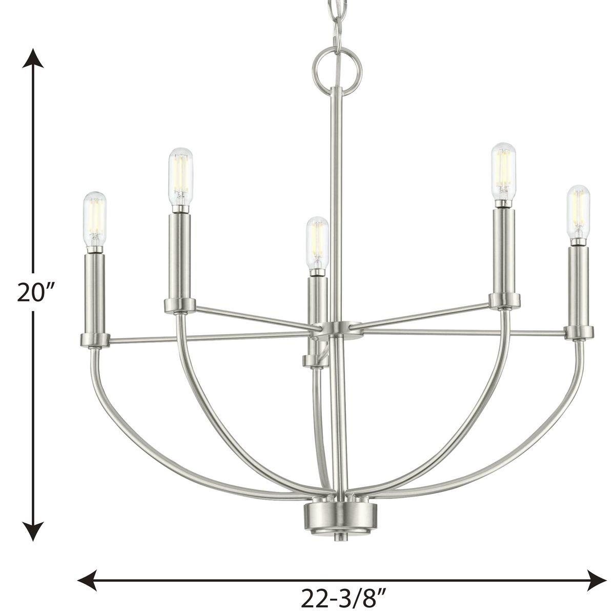Progress Lighting Brushed Nickel 95 in. 60W 5-Light 1-Tier Incandescent Chandelier 