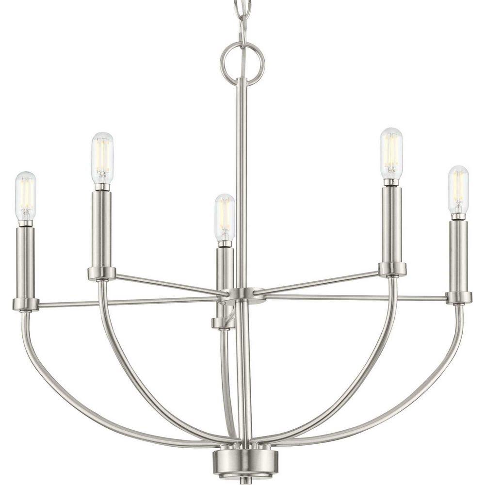 Progress Lighting Brushed Nickel 95 in. 60W 5-Light 1-Tier Incandescent Chandelier 