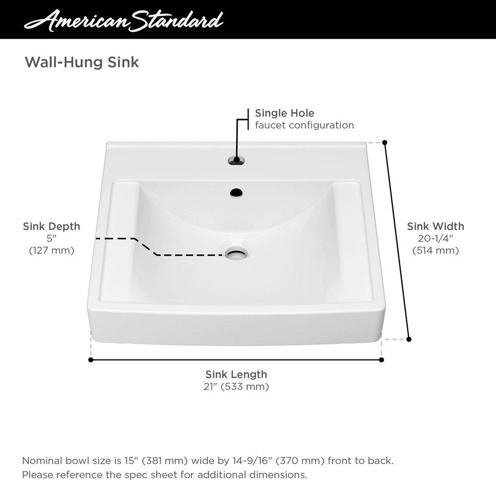 American Standard White Wall Mount Bathroom Sink 