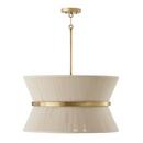 60W 8-Light Candelabra E-12 Incandescent Pendant in Bleached Natural Rope with Patinaed Brass