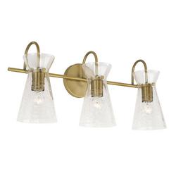 100W 3-Light Medium E-26 Vanity Fixture in Aged Brass