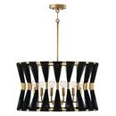 60W 6-Light Candelabra E-12 Incandescent Black Rope with Patinaed Brass Pendant Light