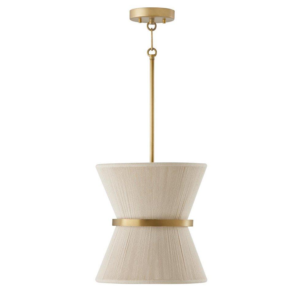Capital Lighting Bleached Natural Rope/Patinaed Brass 100W 1-Light Medium E-26 Incandescent Pendant Light 