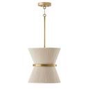 100W 1-Light Medium E-26 Incandescent Bleached Natural Rope with Patinaed Brass Pendant Light