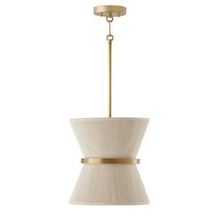 100W 1-Light Medium E-26 Incandescent Bleached Natural Rope with Patinaed Brass Pendant Light