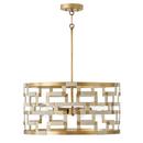 100W 4-Light Medium E-26 Incandescent Pendant in Bleached Natural Jute with Patinaed Brass