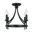 60W 4-Light Candelabra E-12 Incandescent Semi-Flush Mount Ceiling Fixture in Matte Black