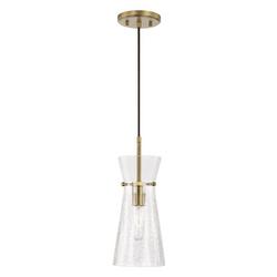100W 1-Light Medium E-26 Incandescent Pendant in Aged Brass