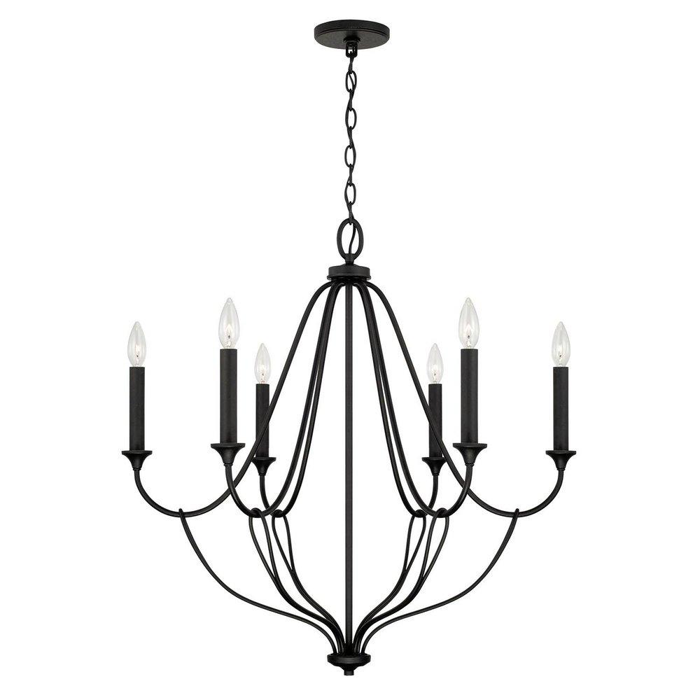Capital Lighting Black Iron 29-1/2 x 30 in. 360W 6-Light Incandescent Chandelier 