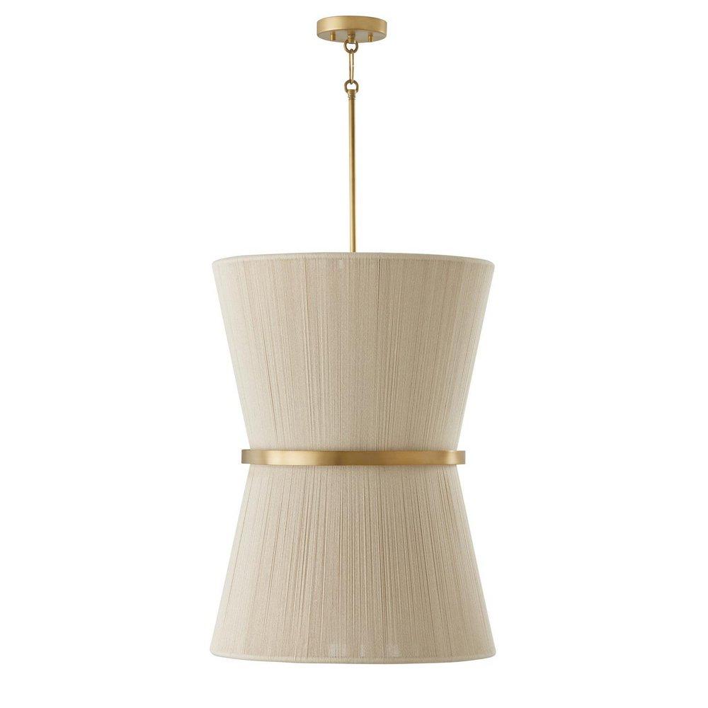 Capital Lighting Bleached Natural Rope/Patinaed Brass 60W 6-Light Candelabra E-12 Foyer Lighting 