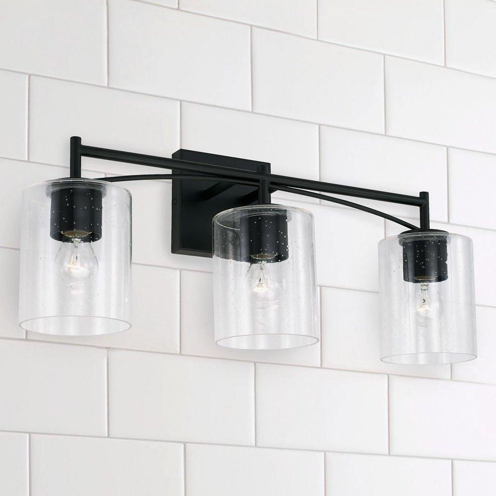 Capital Lighting Matte Black 100W 3-Light Medium E-26 Vanity Fixture 