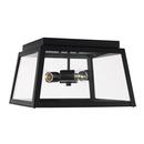60W 3-Light Incandescent Flush Mount Outdoor Ceiling Fixture in Black