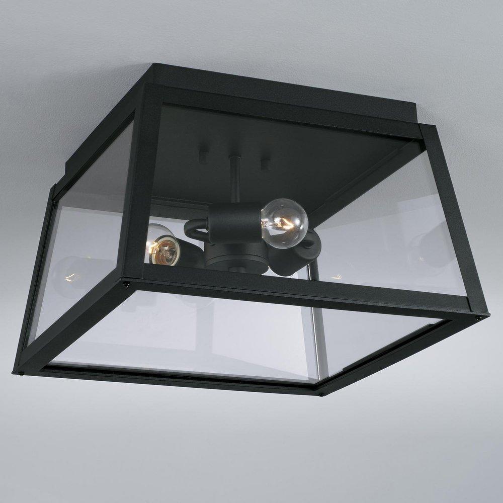 Capital Lighting Black 60W 3-Light Incandescent Flush Mount Outdoor Ceiling Fixture 
