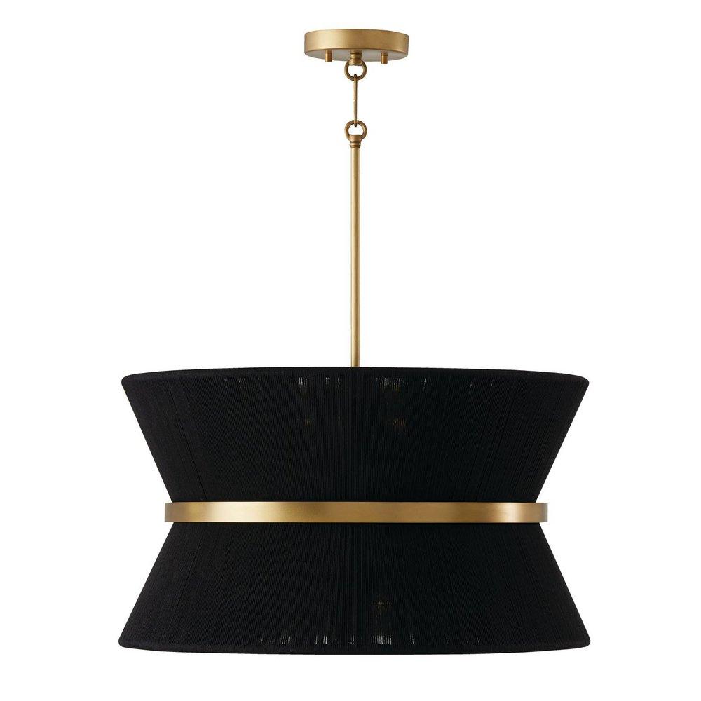 Capital Lighting Black Rope/Patinaed Brass 60W 8-Light Candelabra E-12 Incandescent Pendant 