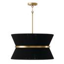 60W 8-Light Candelabra E-12 Incandescent Pendant in Black Rope with Patinaed Brass