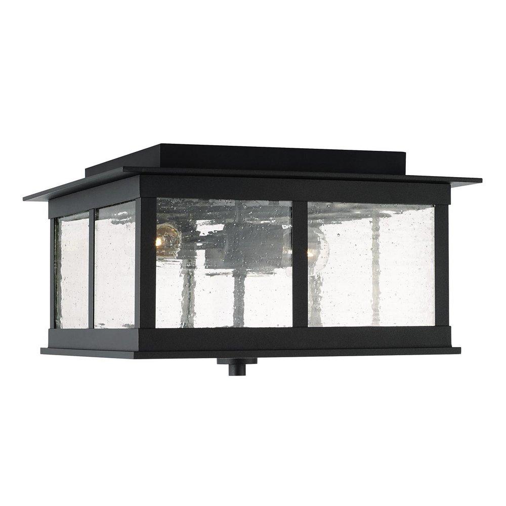 Capital Lighting Black 60W 3-Light Incandescent Flush Mount Outdoor Ceiling Fixture 