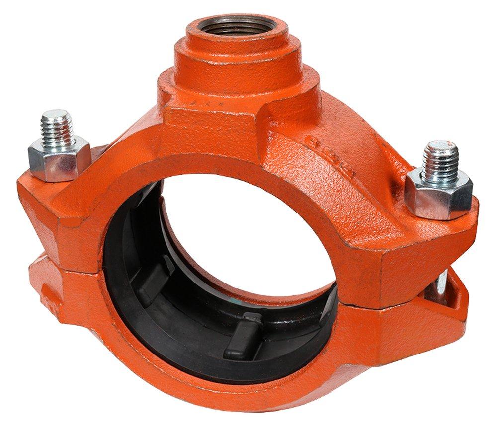 Gruvlok Black Gasket x Gasket x FPT Rust Inhibiting Painted Ductile Iron Reducing Mechanical Tee 