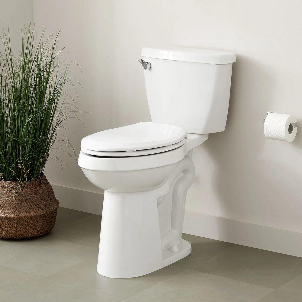 Signature Hardware White 1.28 gpf Elongated Floor Mount Toilet Bowl 