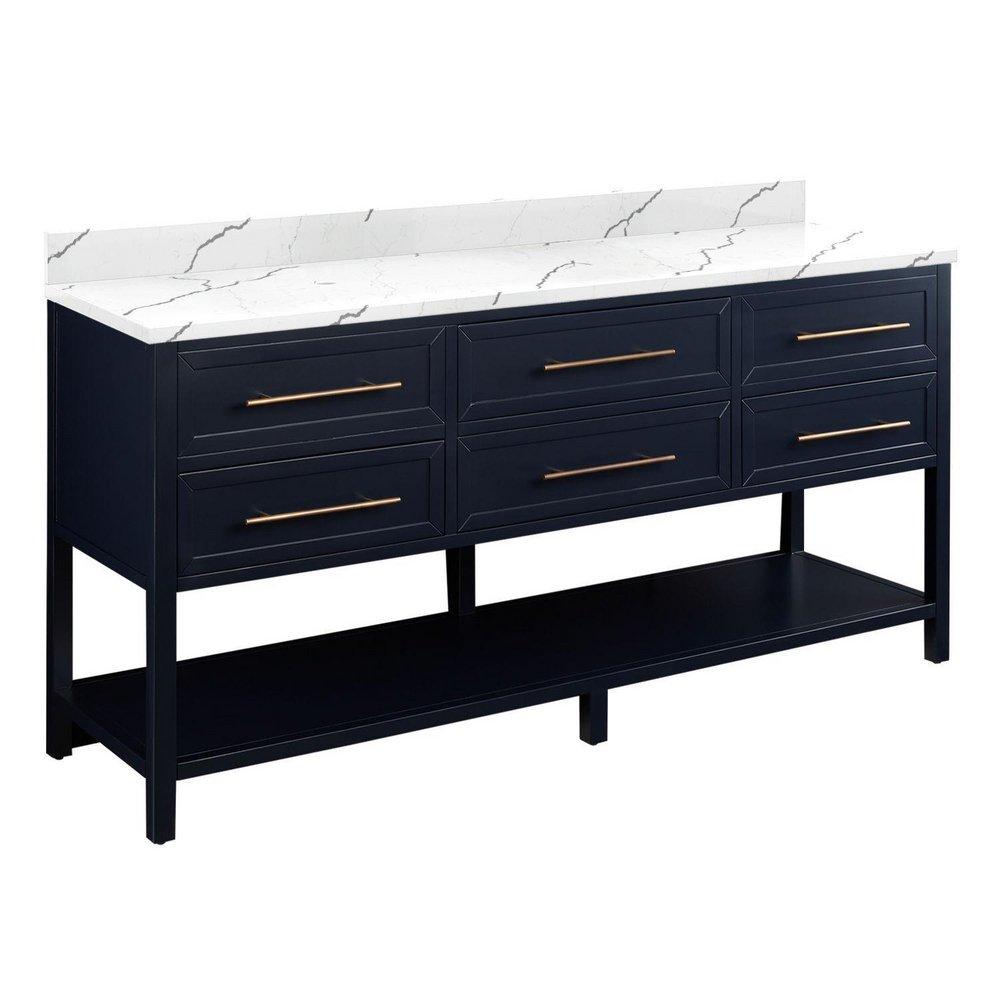 Signature Hardware Midnight Navy Blue 72 in. Floor Mount Vanity 