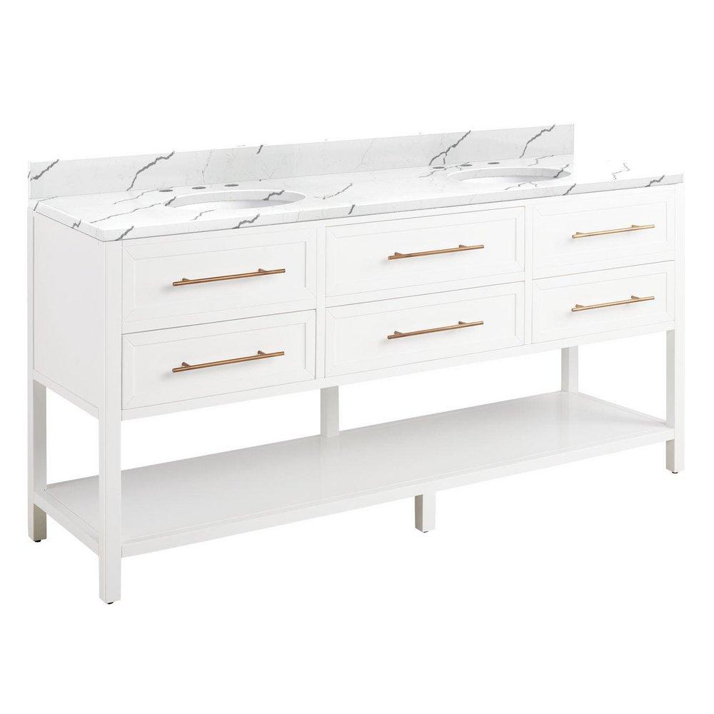 Signature Hardware Bright White 72 in. Floor Mount Vanity 