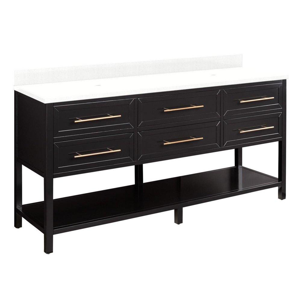 Signature Hardware Black 72 in. Floor Mount Vanity 