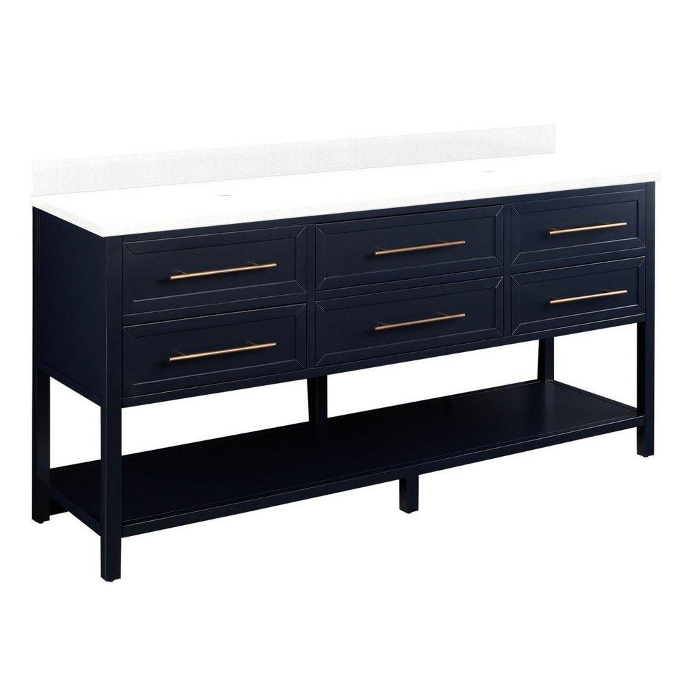 Signature Hardware Midnight Navy Blue 72 in. Floor Mount Vanity 