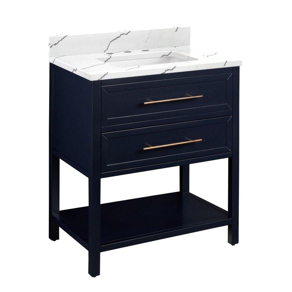 Signature Hardware Midnight Navy Blue 30 in. Floor Mount Vanity 