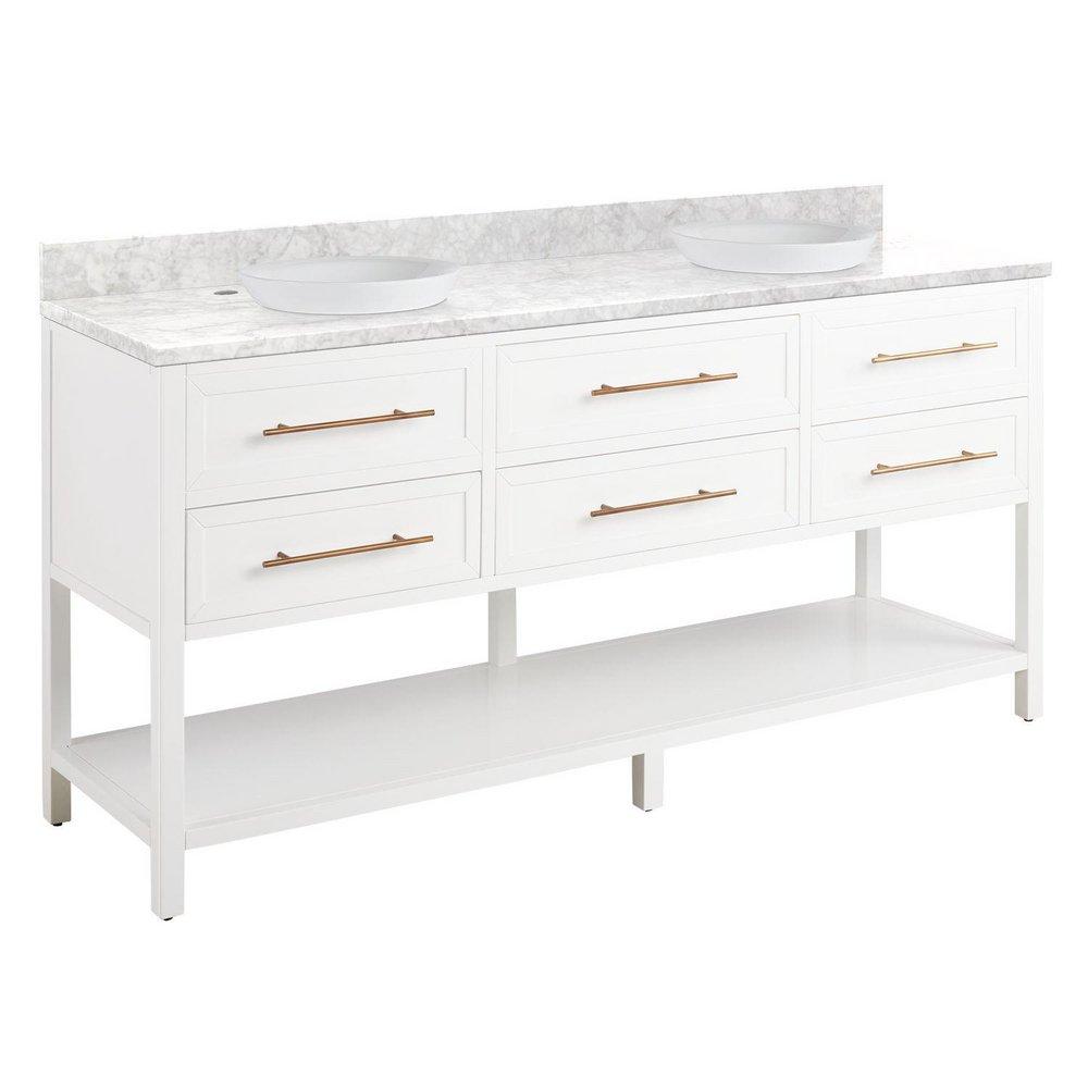 Signature Hardware Bright White 72 in. Floor Mount Vanity 