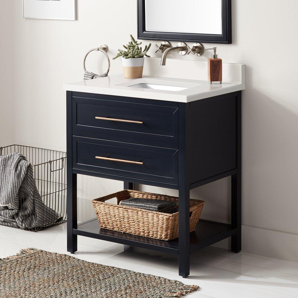 Signature Hardware Midnight Navy Blue 30 in. Floor Mount Vanity 