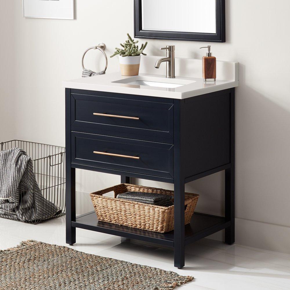 Signature Hardware Midnight Navy Blue 30 in. Floor Mount Vanity 