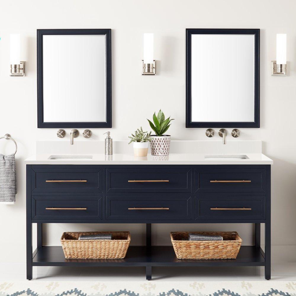 Signature Hardware Midnight Navy Blue 72 in. Floor Mount Vanity 