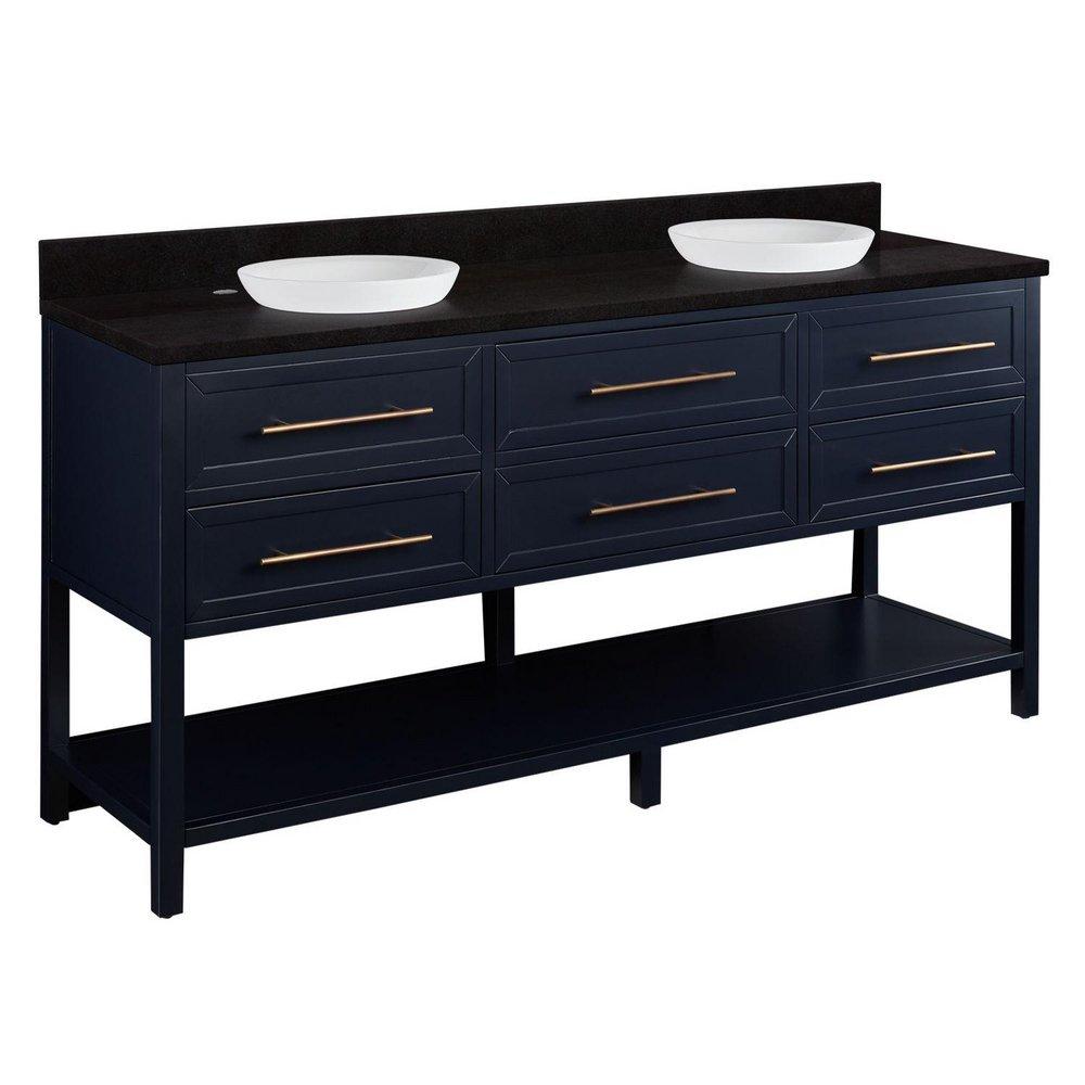 Signature Hardware Midnight Navy Blue 72 in. Floor Mount Vanity 