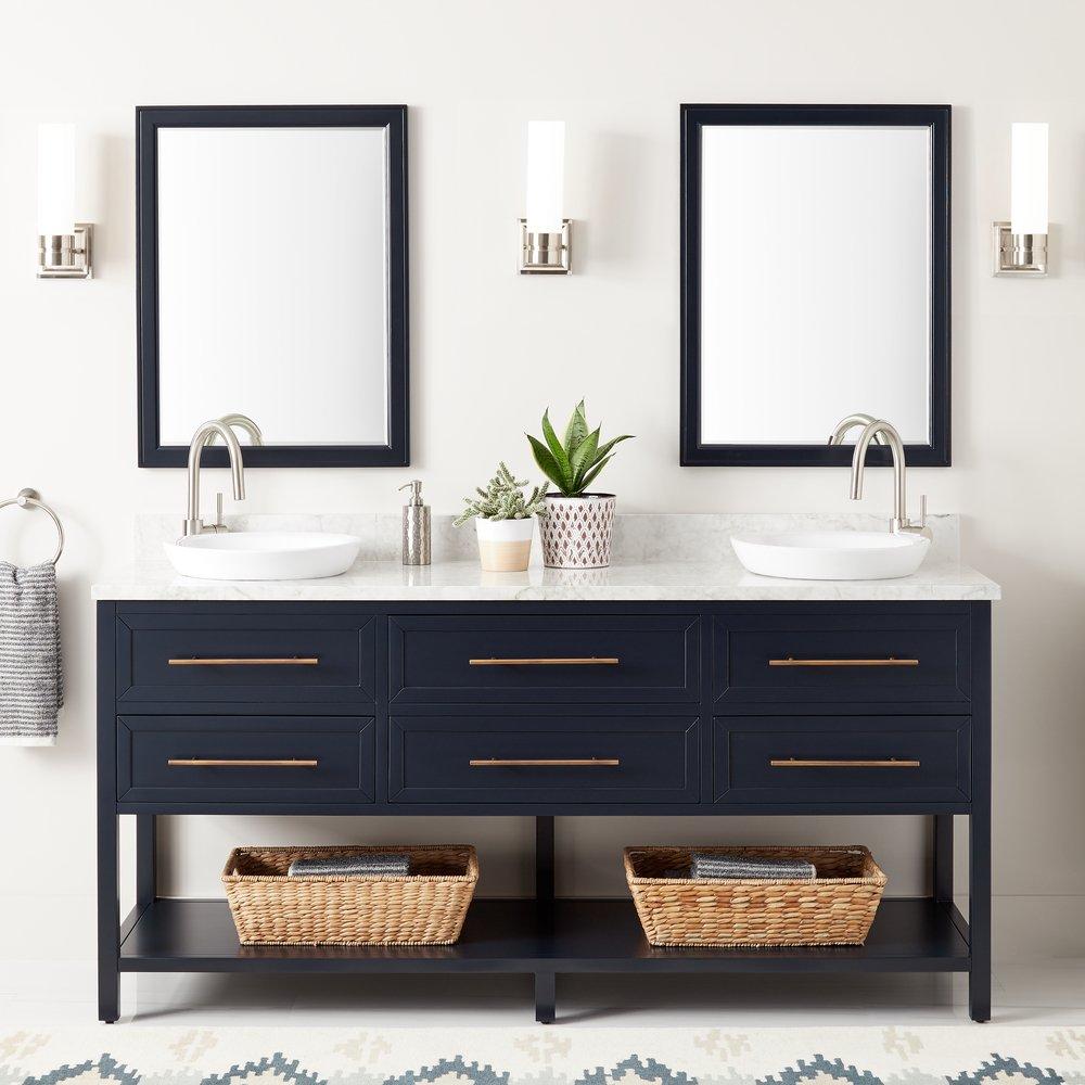 Signature Hardware Midnight Navy Blue 72 in. Floor Mount Vanity 
