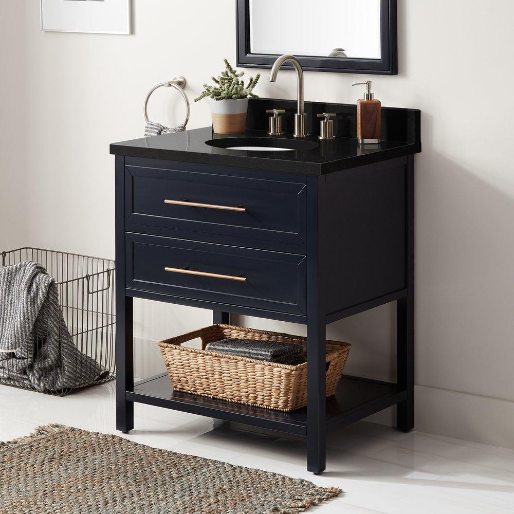 Signature Hardware Midnight Navy Blue 30 in. Floor Mount Vanity 